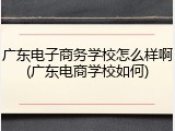 广东电子商务学校怎么样啊(广东电商学校如何)