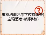 宝鸡培训艺考学校有哪些(宝鸡艺考培训学校)