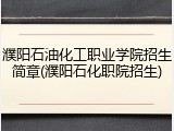 濮阳石油化工职业学院招生简章(濮阳石化职院招生)