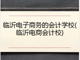 临沂电子商务的会计学校(临沂电商会计校)