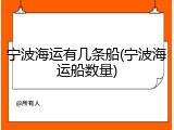 宁波海运有几条船(宁波海运船数量)