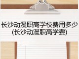 长沙动漫职高学校费用多少(长沙动漫职高学费)