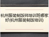 杭州服装制版师培训班哪家好(杭州服装制版培训)