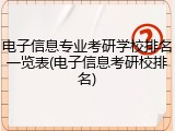 电子信息专业考研学校排名一览表(电子信息考研校排名)