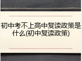 初中考不上高中复读政策是什么(初中复读政策)