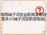 鸡西城子河农业职高录取线是多少(城子河农职录取线)