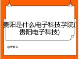 贵阳是什么电子科技学院(贵阳电子科技)