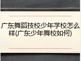 广东舞蹈技校少年学校怎么样(广东少年舞校如何)