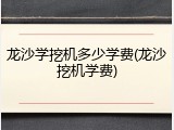 龙沙学挖机多少学费(龙沙挖机学费)