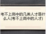 考不上高中的几类人才是什么人(考不上高中的人才)