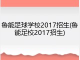 鲁能足球学校2017招生(鲁能足校2017招生)