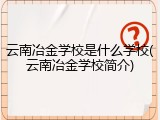 云南冶金学校是什么学校(云南冶金学校简介)