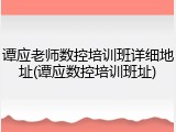 谭应老师数控培训班详细地址(谭应数控培训班址)