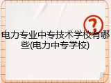 电力专业中专技术学校有哪些(电力中专学校)
