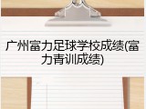 广州富力足球学校成绩(富力青训成绩)