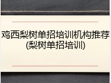 鸡西梨树单招培训机构推荐(梨树单招培训)