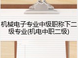 机械电子专业中级职称下二级专业(机电中职二级)