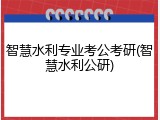 智慧水利专业考公考研(智慧水利公研)