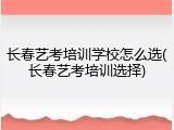 长春艺考培训学校怎么选(长春艺考培训选择)