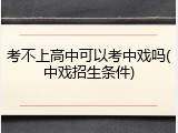 考不上高中可以考中戏吗(中戏招生条件)