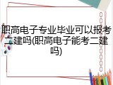 职高电子专业毕业可以报考二建吗(职高电子能考二建吗)