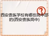 西安贵族学校有哪些高中部的(西安贵族高中)