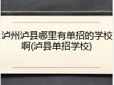 泸州泸县哪里有单招的学校啊(泸县单招学校)
