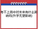 考不上高中对未来有什么影响吗(升学无望影响)