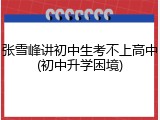 张雪峰讲初中生考不上高中(初中升学困境)