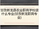 甘孜新龙县农业职高学校读什么专业(甘孜新龙职高专业)