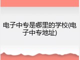 电子中专是哪里的学校(电子中专地址)