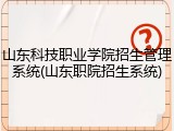 山东科技职业学院招生管理系统(山东职院招生系统)