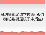 潍坊鲁能足球学校职中招生(潍坊鲁能足校职中招生)