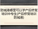 防城港哪里可以学产后修复培训中专生(产后修复培训防城港)