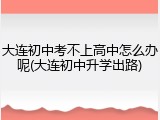大连初中考不上高中怎么办呢(大连初中升学出路)