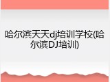 哈尔滨天天dj培训学校(哈尔滨DJ培训)