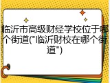 临沂市高级财经学校位于哪个街道("临沂财校在哪个街道")