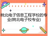 皖北电子信息工程学校的专业(皖北电子校专业)