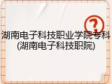 湖南电子科技职业学院专科(湖南电子科技职院)