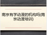 南京有学动漫的机构吗(南京动漫培训)