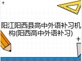 阳江阳西县高中外语补习机构(阳西高中外语补习)