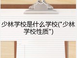 少林学校是什么学校("少林学校性质")