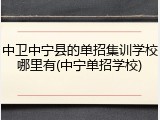 中卫中宁县的单招集训学校哪里有(中宁单招学校)