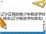 辽宁正规的青少年叛逆学校排名(辽宁叛逆学校排名)