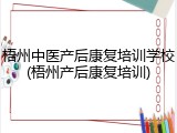 梧州中医产后康复培训学校(梧州产后康复培训)