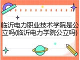 临沂电力职业技术学院是公立吗(临沂电力学院公立吗)