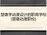 楚雄学动漫设计的职高学校(楚雄动漫职校)