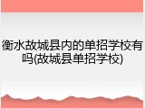 衡水故城县内的单招学校有吗(故城县单招学校)