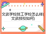 文武学校技工学校怎么样(文武技校如何)