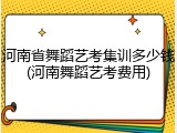 河南省舞蹈艺考集训多少钱(河南舞蹈艺考费用)
